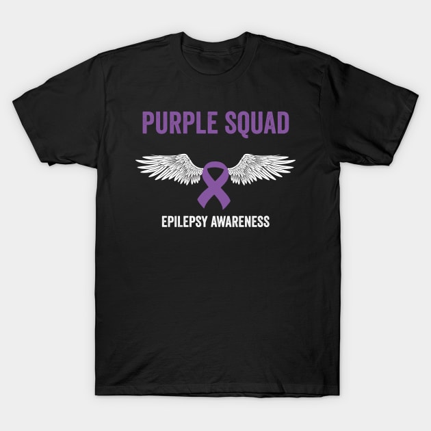 purple squad epilepsy awareness month - flying purple ribbon epilepsy support T-Shirt by Merchpasha1